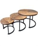 BAUER & MEYER® Salontafel rond - Industrieel - Set van 3 Salontafels - Bijzettafel - Bruin