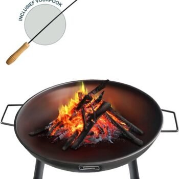 BAUER & MEYER® Vuurschaal - Vuurkorf voor buiten - Tuinhaard - Sfeerhaard - incl. vuurpook - Dia Ø 60 cm - Zwart