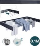 BAUER & MEYER® Wanddroogrek XXL 116cm - Droogrek Inklapbaar - Incl. 10 wasknijpers + 1x wasmand - Wasrek - 8.1 Meter drooglengte - Zwart