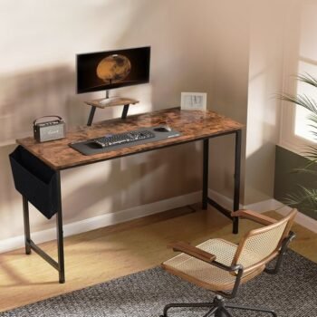BAUER & MEYER® Bureau - Computerbureau - Computer tafel - Bureautafel - incl. Monitor standaard + opbergvak - 100 x 50 x 76 cm - Hout look - Bruin