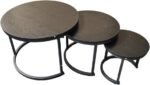 BAUER & MEYER® Salontafel rond - Industrieel - Set van 3 Salontafels - Bijzettafel - Zwart