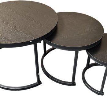 BAUER & MEYER® Salontafel rond - Industrieel - Set van 3 Salontafels - Bijzettafel - Zwart