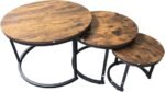 BAUER & MEYER® Salontafel rond - Industrieel - Set van 3 Salontafels - Bijzettafel - Donkerbruin
