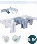 BAUER & MEYER® Wanddroogrek XXL 116cm - Droogrek Inklapbaar - Incl. 10 wasknijpers + 1x wasmand - Wasrek - 8.1 Meter drooglengte - Wit