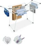 BAUER & MEYER® Droogrek Classic - Wasrek Inklapbaar - Incl. 20 wasknijpers + 1x wasmand - 25 Meter drooglengte + 30kg draagkracht - WIT